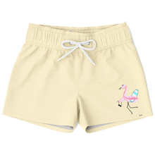 Load image into Gallery viewer, Surf Flamingo | Yellow | Kid's Swim Trunks