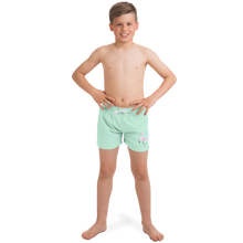 Load image into Gallery viewer, Surf Flamingo | Pistachio | Kid's Swim Trunks