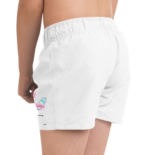 Load image into Gallery viewer, Surf Flamingo | White | Kid's Swim Trunks