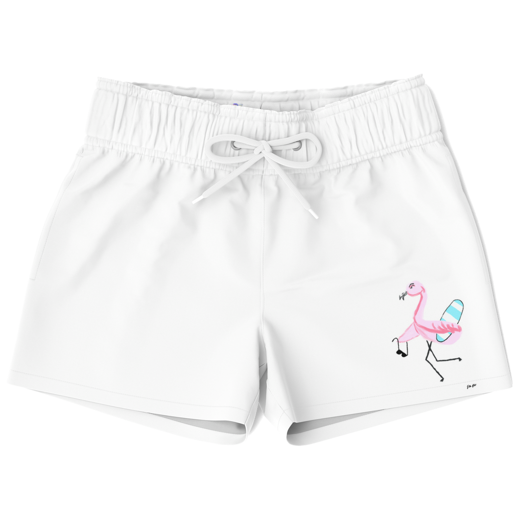Surf Flamingo | White | Kid's Swim Trunks