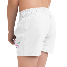 Load image into Gallery viewer, Surf Flamingo | White | Kid&#39;s Swim Trunks
